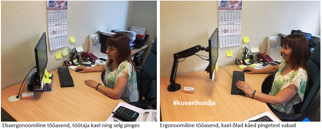 ergonoomika kuvarihoidja Ergoway ergonoomika monitorihoidja kuvarihoidja mugav töökoha kael ei ole kange valu puudub töövõime hea töövõime ergonoom triinu sirge