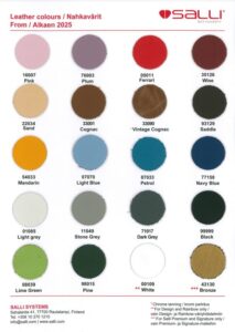 Salli naturaalsete nahkistmete värvivalik